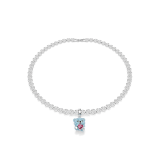 Idyllia charm, Mixed cuts, Teddy, Blue, Rhodium plated