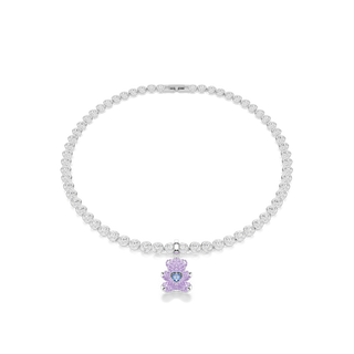 Idyllia charm, Mixed cuts, Teddy, Purple, Rhodium plated