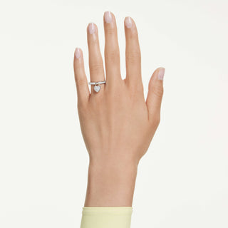 Idyllia motif ring, Mixed cuts, Heart, Pink, Mixed metal finish