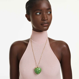 Idyllia pendant, Mixed cuts, Apple, Green, 18K gold finish