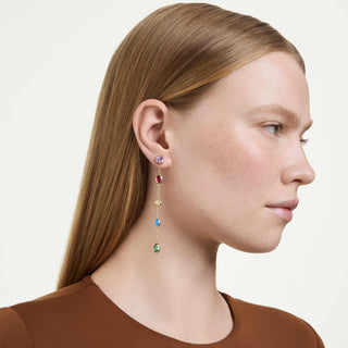 Imber drop earrings, Mixed cuts, Multicolored, 18K gold finish