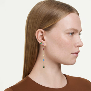 Imber drop earrings, Mixed cuts, Multicolored, 18K gold finish