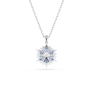 Magic pendant, Snowflake, Blue, Rhodium plated