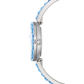Matrix bangle watch, Swiss Made, Crystal bracelet, Blue, Stainless steel