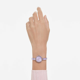Matrix bangle watch, Swiss Made, Crystal bracelet, Purple, Champagne gold-tone finish
