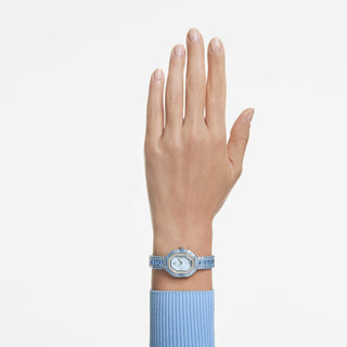 Matrix octagon watch, Baguette cut, Metal bracelet, Blue, Stainless steel