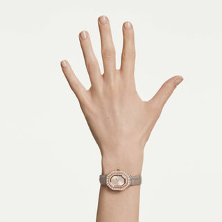 Matrix octagon watch, Leather strap, Beige, Rose gold-tone finish