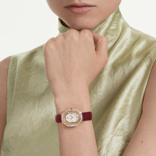 Matrix octagon watch, Leather strap, Rose gold tone, Rose gold-tone finish