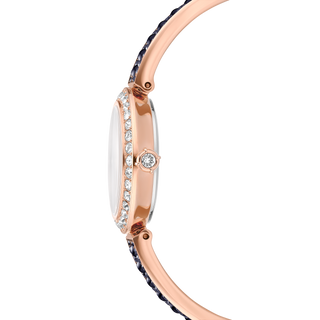 Matrix pearl bangle watch, Swiss Made, Crystal bracelet, Black, Rose gold-tone finish