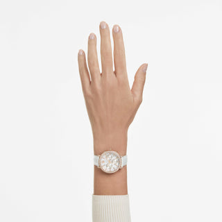 Matrix tennis chrono watch, Swiss Made, Leather strap, Rose gold tone, Rose gold-tone finish