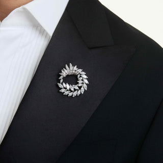 Mesmera brooch, Marquise cut, White, Rhodium plated