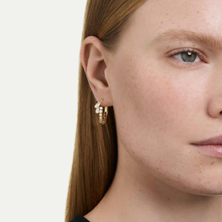 Mesmera hoop earrings, Mixed cuts, White, 18K gold finish