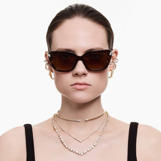 Mesmera hoop earrings, Mixed cuts, White, 18K gold finish