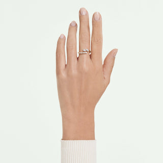Mesmera open ring, Mixed cuts, White, 18K gold finish