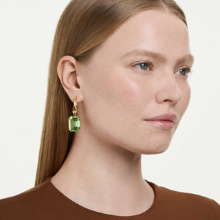 Millenia drop earrings, Octagon cut, Green, 18K gold finish