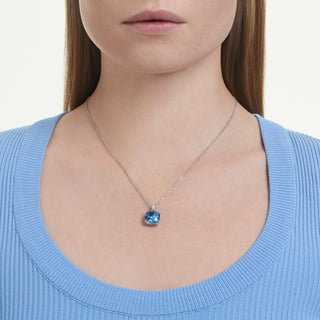 Millenia pendant, Cushion cut, Blue, Rhodium plated