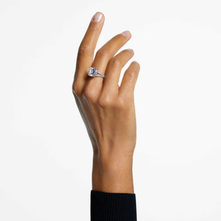 Stilla ring, Square cut, White, Silver-tone finish