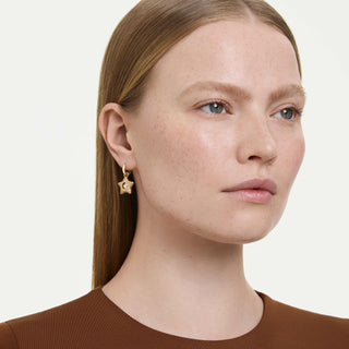 Sublima drop earrings, Round cut, Star, Multicolored, 18K gold finish