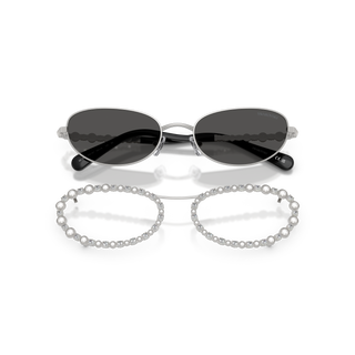 Sunglasses, Oval shape, 2 in 1 clip-on, SK7044, Silver tone