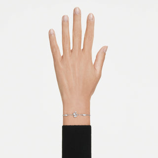 Swan bracelet, Mixed cuts, Swan, White, Rhodium plated