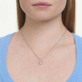 Swan pendant, Mixed cuts, Swan, White, Rhodium plated