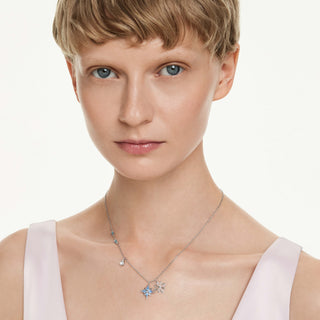 Symbolica pendant, Star, Blue, Rhodium plated