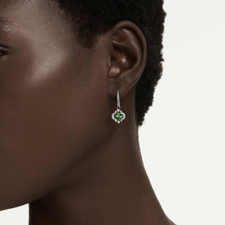 Una Angelic drop earrings, Mixed cuts, Green, Rhodium plated
