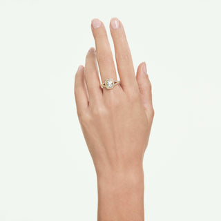 Una Angelic ring, Cushion cut, White, 18K gold finish
