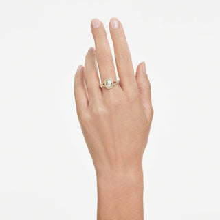 Una Angelic ring, Cushion cut, White, 18K gold finish