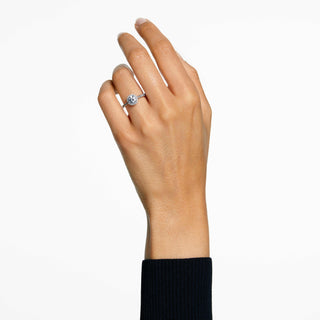 Una Angelic ring, Round cut, White, Silver-tone finish