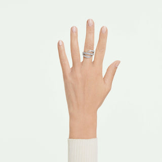 Vienna ring, Mixed cuts, Swan, White, Rhodium plated