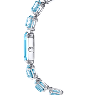 Watch, Octagon cut bracelet, Blue, Stainless steel