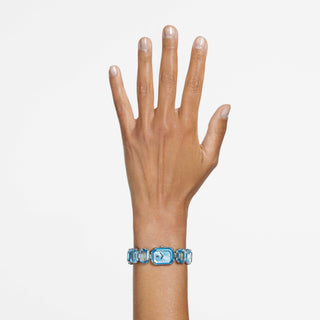 Watch, Octagon cut bracelet, Blue, Stainless steel