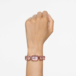 Watch, Octagon cut bracelet, Pink, Rose gold-tone finish