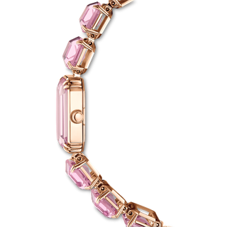 Watch, Octagon cut bracelet, Pink, Rose gold-tone finish