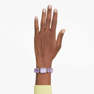 Watch, Octagon cut bracelet, Purple, Champagne gold-tone finish