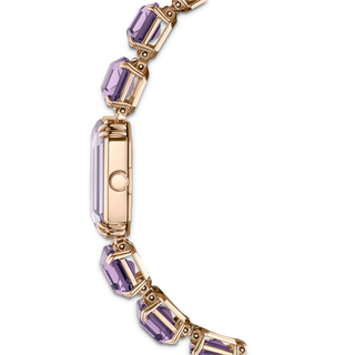 Watch, Octagon cut bracelet, Purple, Champagne gold-tone finish
