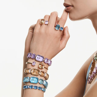 Watch, Octagon cut bracelet, Purple, Champagne gold-tone finish
