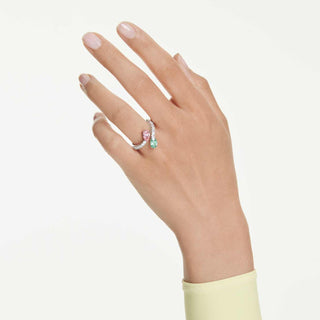 Ariana Grande x Swarovski open ring, Mixed cuts, Multicolored, Rhodium plated