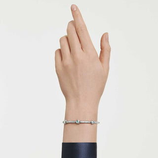 Chroma bangle, Mixed cuts, Star, White, Rhodium plated