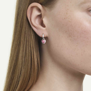 Chroma drop earrings, Heart, Pink, Rhodium plated