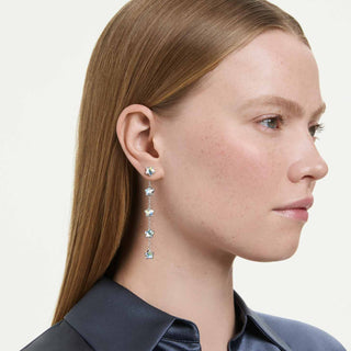 Chroma earrings, Mixed cuts, Star, White, Rhodium plated