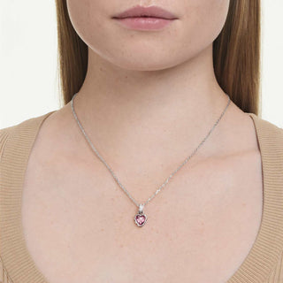 Chroma pendant, Mixed cuts, Pink, Rhodium plated