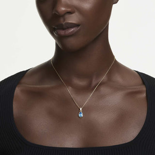 Chroma pendant, Pear cut, Blue, 18K gold finish
