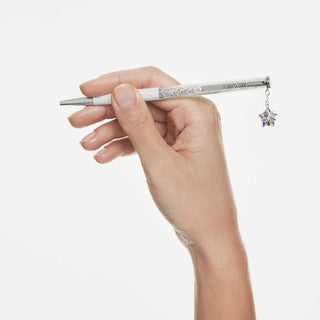 Crystalline ballpoint pen, White lacquered, Chrome plated
