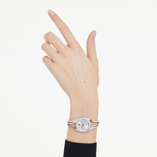Hyperbola bangle watch, Swiss Made, Metal bracelet, Silver tone, Stainless steel