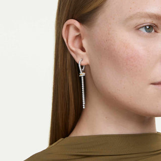 Hyperbola drop earrings, Round cut, Knot, White, Mixed metal finish