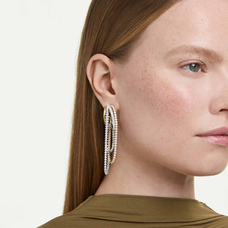 Hyperbola earrings, Layered, Round cut, White, Mixed metal finish