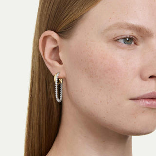 Hyperbola earrings, Round cut, White, Mixed metal finish