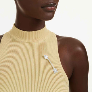Idyllia brooch, Mixed cuts, Arrow, White, Rhodium plated